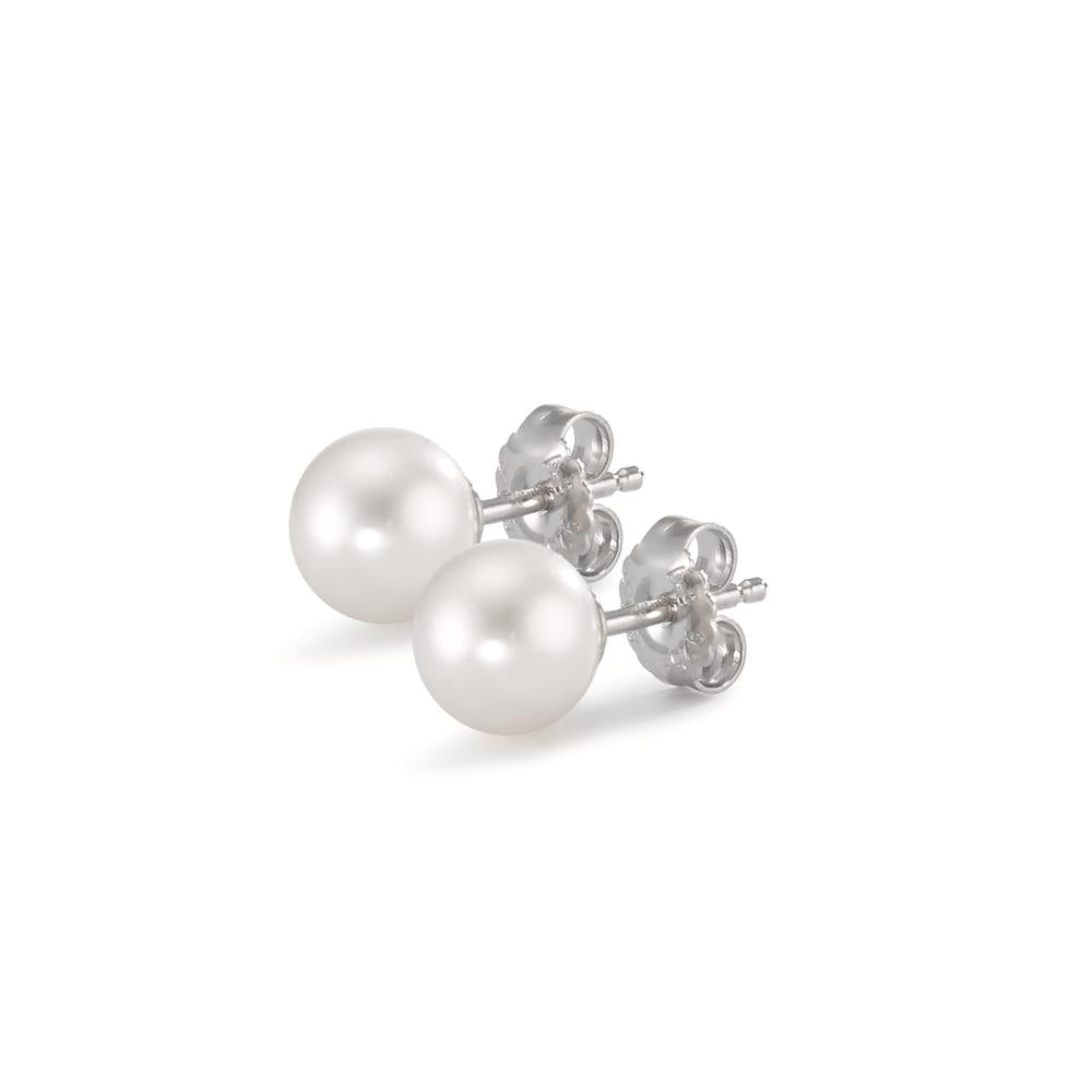 Stud earrings Silver Rhodium plated Freshwater pearl