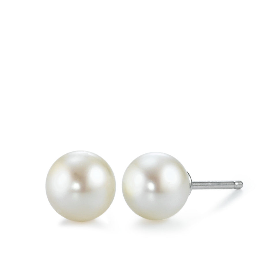 Stud earrings Silver Rhodium plated Freshwater pearl