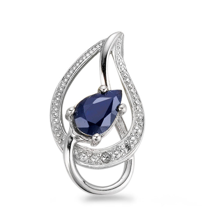 Pendant 18k White Gold Diamond Blue, 0.01 ct, 2 Stones, faceted, p1