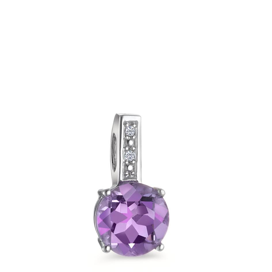 Pendant 18k White Gold Diamond Violet, 0.01 ct, 2 Stones, faceted, p1