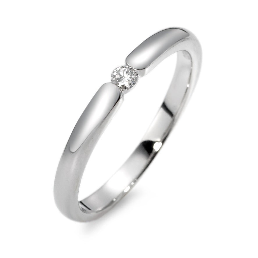 Solitaire ring 18k White Gold Diamond White, 0.06 ct, brilliant, w-si