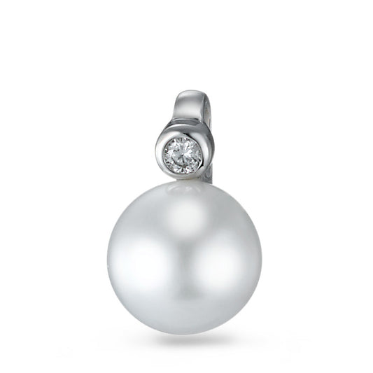 Pendant 18k White Gold Diamond White, 0.03 ct, brilliant, w-si Freshwater pearl