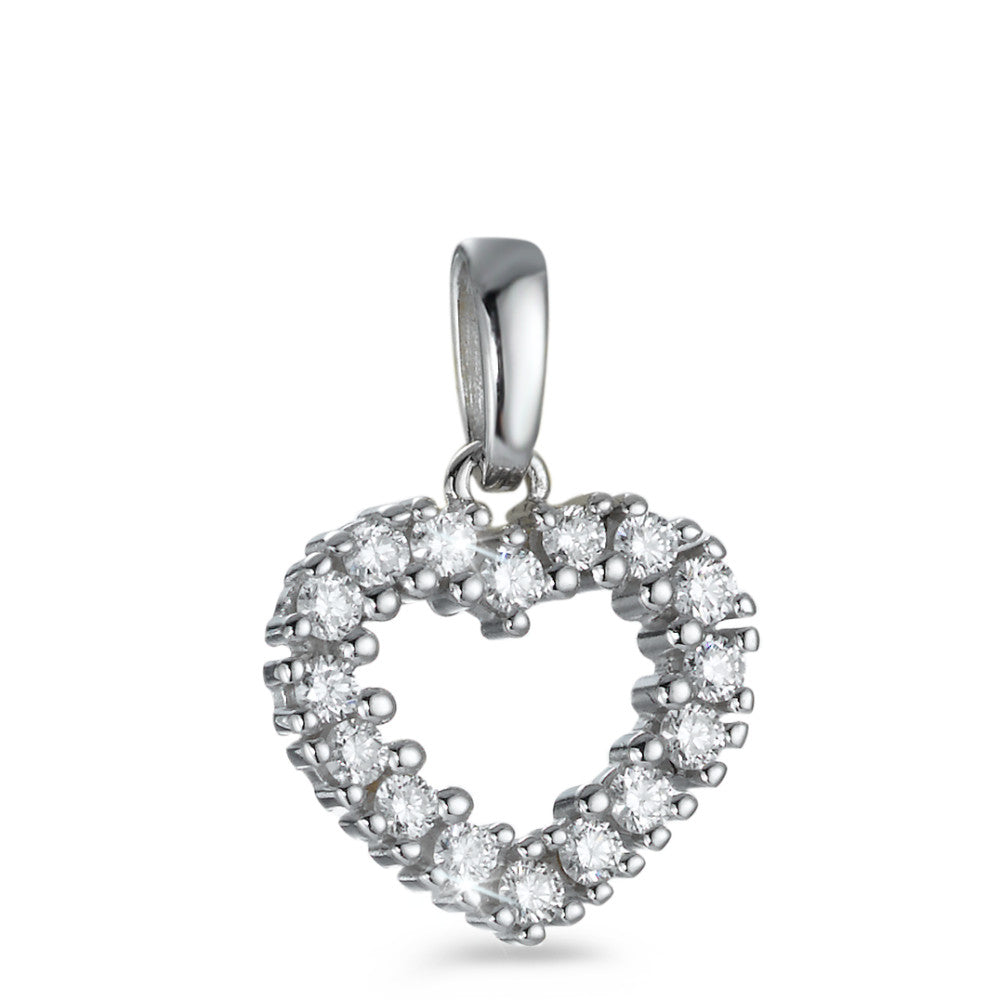 Pendant 18k White Gold Diamond White, 0.30 ct, 16 Stones, brilliant, w-si Heart