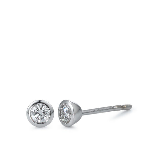 Stud earrings 18k White Gold Diamond White, 0.15 ct, 2 Stones, brilliant, w-si Ø4 mm