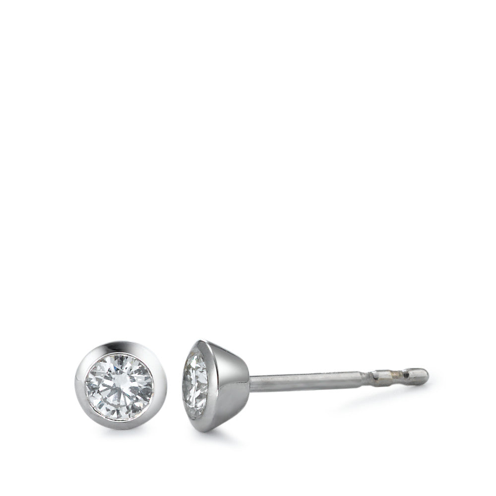 Stud earrings 18k White Gold Diamond White, 0.25 ct, 2 Stones, brilliant, w-si Ø4.5 mm