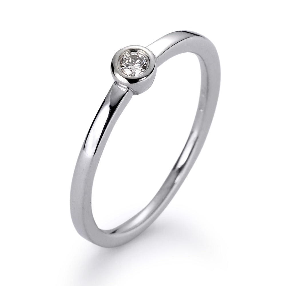 Solitaire ring 18k White Gold Diamond White, 0.05 ct, brilliant, w-si