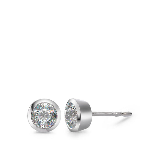 Stud earrings 18k White Gold Diamond White, 0.05 ct, 2 Stones, brilliant, w-si Ø3.5 mm