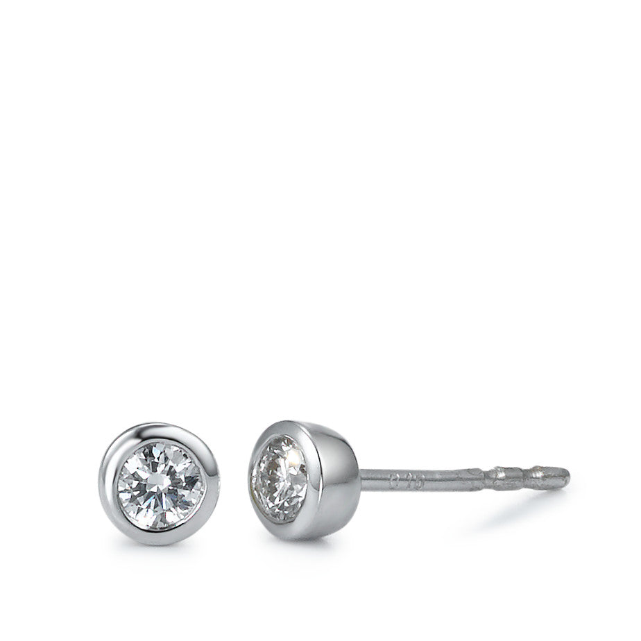 Stud earrings 18k White Gold Diamond White, 0.20 ct, 2 Stones, brilliant, w-si Ø4.5 mm