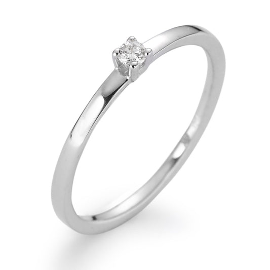 Solitaire ring 18k White Gold Diamond White, 0.05 ct, brilliant, w-si