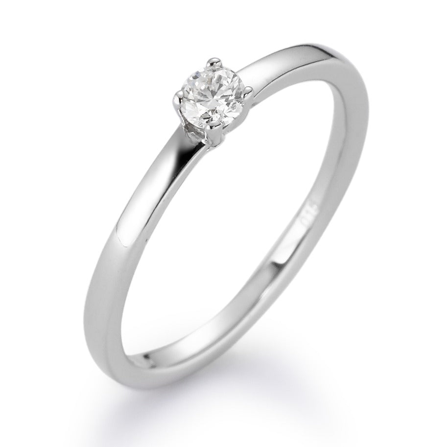 Solitaire ring 18k White Gold Diamond White, 0.10 ct, brilliant, w-si