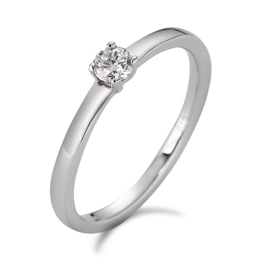 Solitaire ring 18k White Gold Diamond White, 0.15 ct, brilliant, w-si