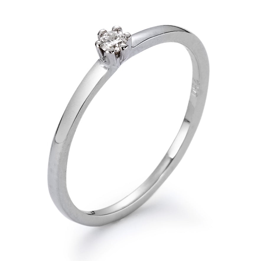 Solitaire ring 18k White Gold Diamond White, 0.05 ct, brilliant, w-si