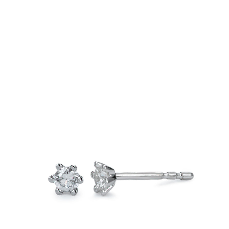 Stud earrings 18k White Gold Diamond White, 0.20 ct, 2 Stones, brilliant, w-si Ø3 mm