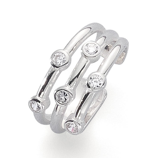 Toe Ring Silver Zirconia White, 6 Stones