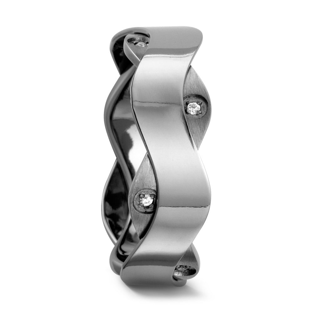 Ring Titanium Zirconia White, 8 Stones