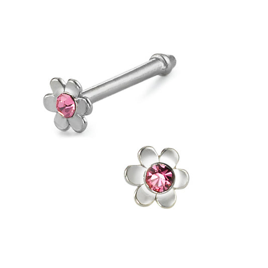 Nose Stud Stainless steel Zirconia Rose Ø2.5 mm