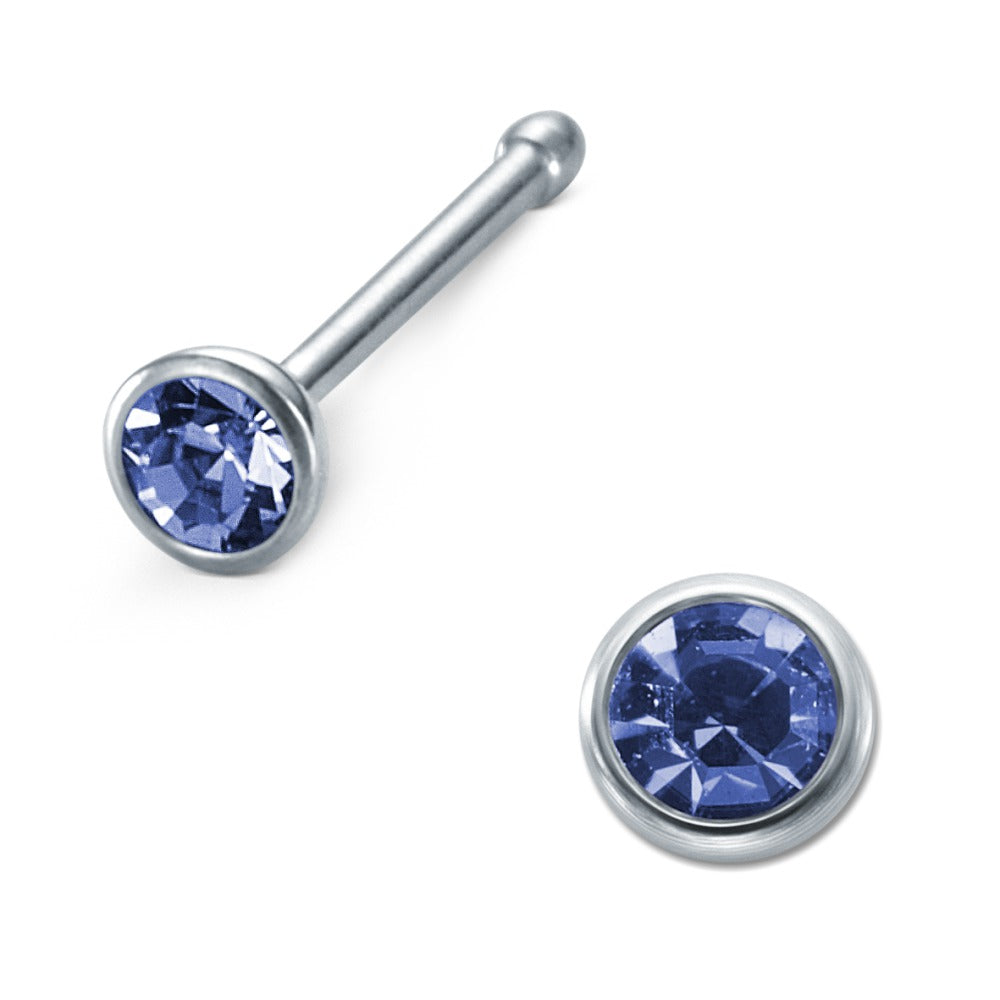 Nose Stud Stainless steel Zirconia Blue Ø2.5 mm