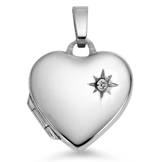 Locket Silver Crystal White Rhodium plated Heart Ø1.5 mm