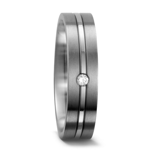 Wedding Ring Titanium Diamond 0.03 ct, w-si