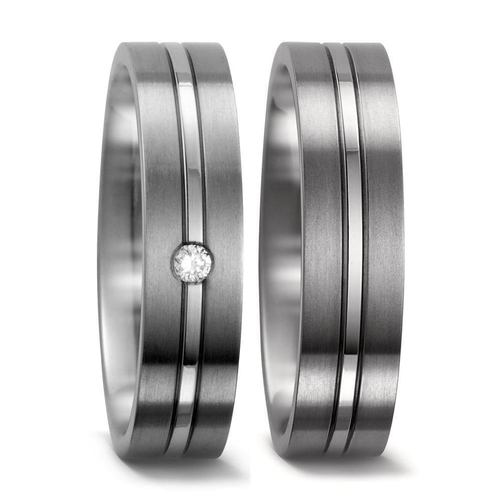 Wedding Ring Titanium Diamond 0.03 ct, w-si