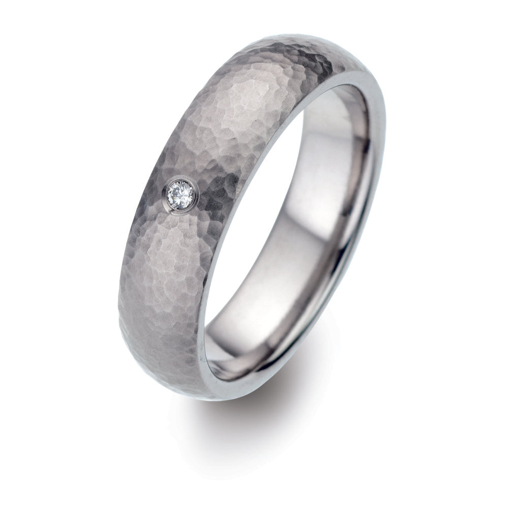 Wedding Ring Titanium Diamond White, 0.03 ct, w-si