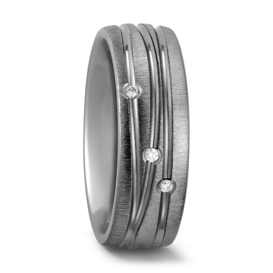 Wedding Ring Titanium Diamond White, 0.03 ct, 3 Stones, w-si