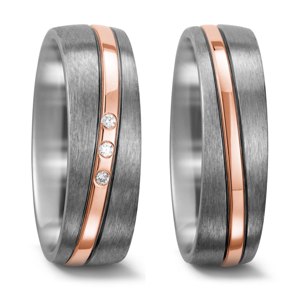 Wedding Ring Titanium, 18k Red Gold