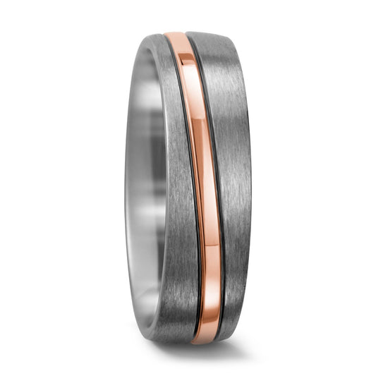 Wedding Ring Titanium, 18k Red Gold