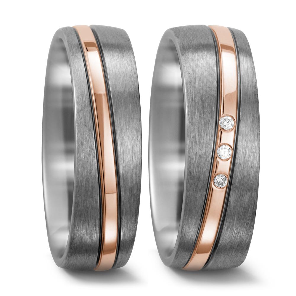 Wedding Ring Titanium, 18k Red Gold