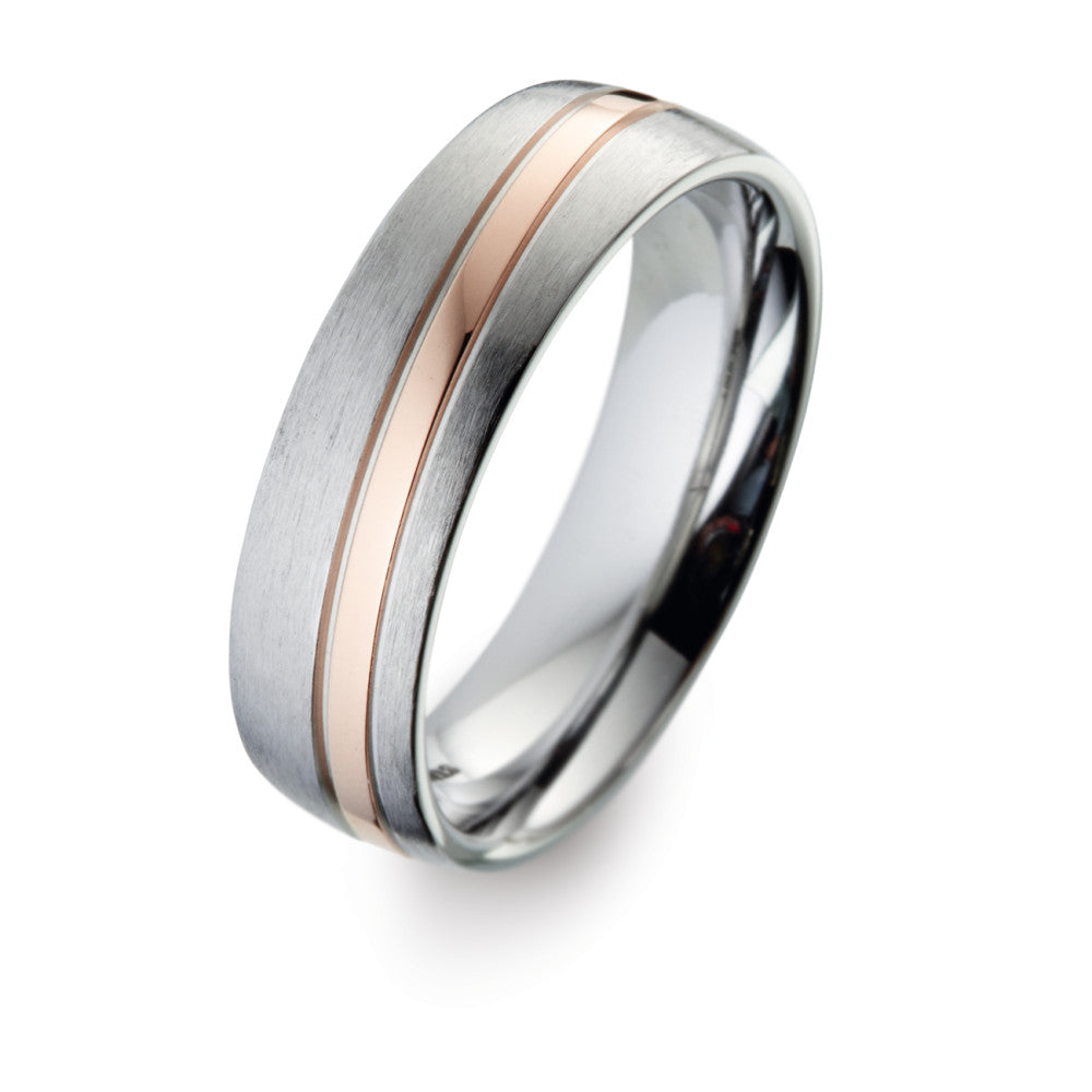 Wedding Ring Titanium, 18k Red Gold