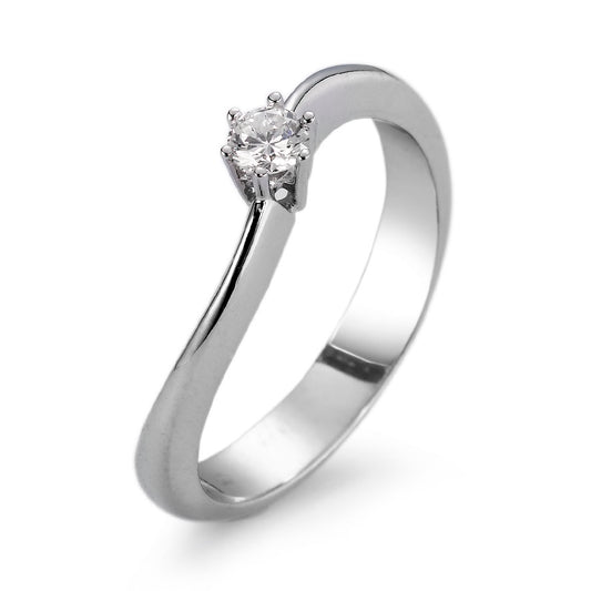 Solitaire ring 18k White Gold Diamond White, 0.15 ct, si Rhodium plated