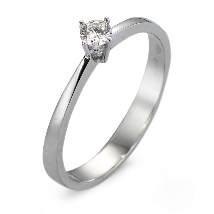 Solitaire ring 18k White Gold Diamond White, 0.10 ct, vsi Rhodium plated