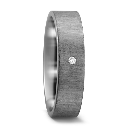 Wedding Ring Titanium Diamond White, 0.02 ct, w-si