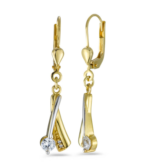 Drop Earrings 18k Yellow Gold, 18k White Gold Zirconia White, 6 Stones