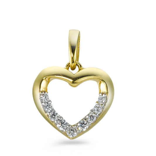 Pendant 9k Yellow Gold, 9k White Gold Zirconia White, 9 Stones Heart