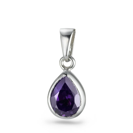 Pendant Silver Zirconia Violet Rhodium plated