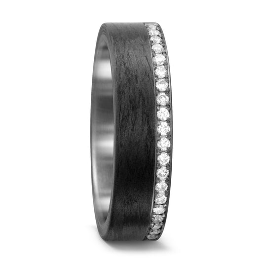 Wedding Ring Palladium 950, Carbon Diamond White, 0.25 ct, 25 Stones, w-si