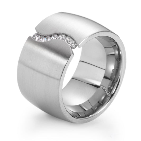 Ring Stainless steel Zirconia White, 7 Stones