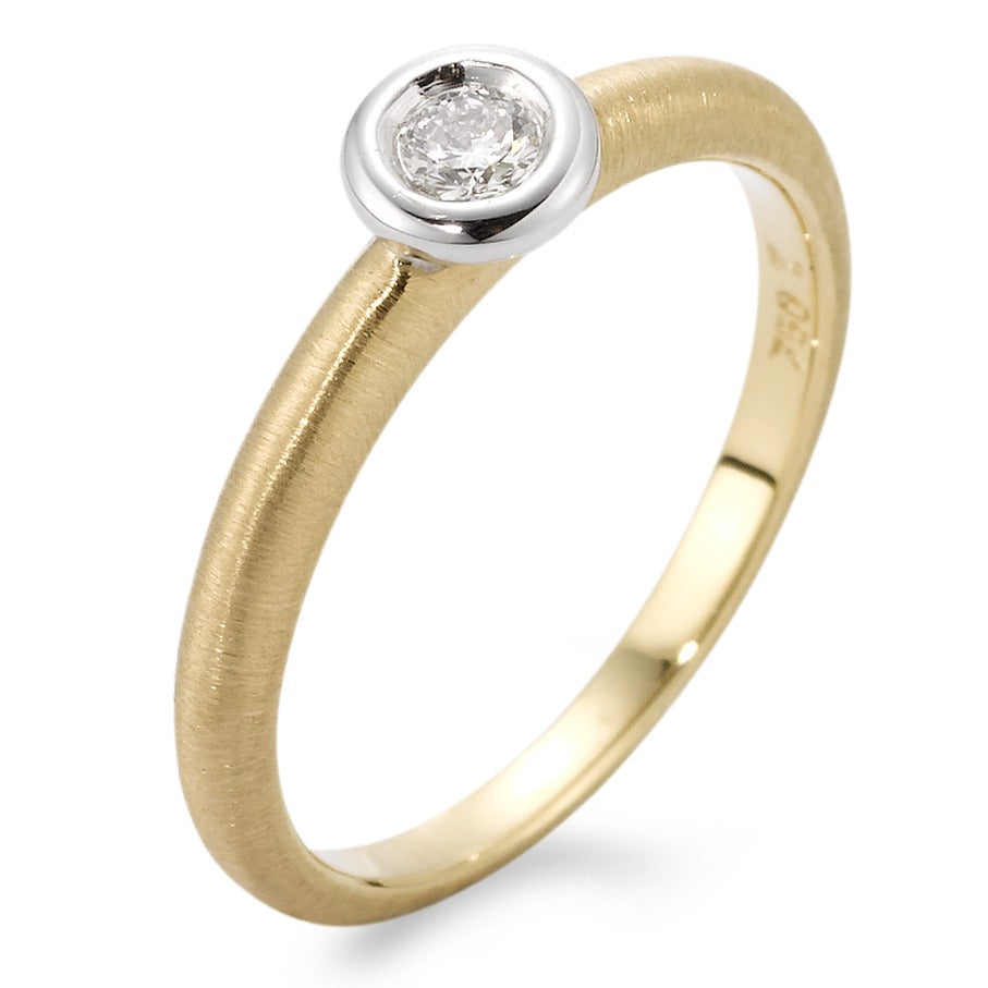 Solitaire ring 18k Yellow Gold, 18k White Gold Diamond 0.10 ct, w-si