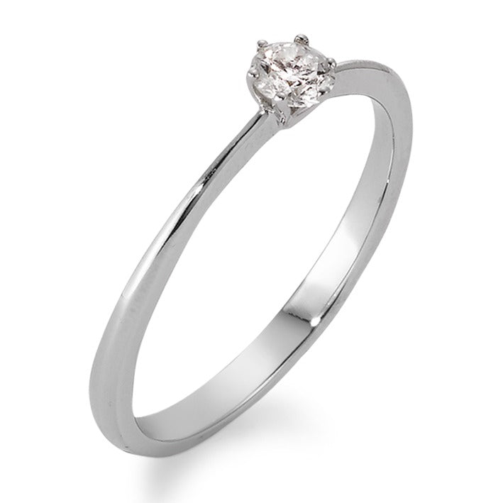 Solitaire ring 18k White Gold Diamond 0.10 ct, w-si