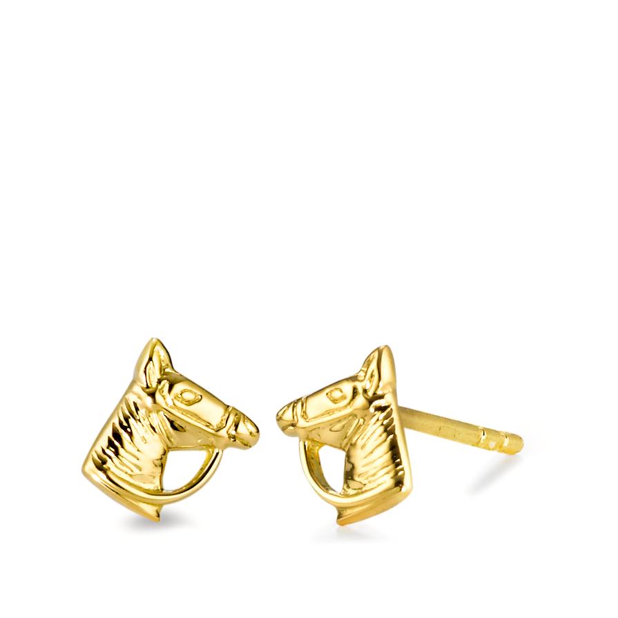 Stud earrings 9k Yellow Gold Horse Ø6.5 mm