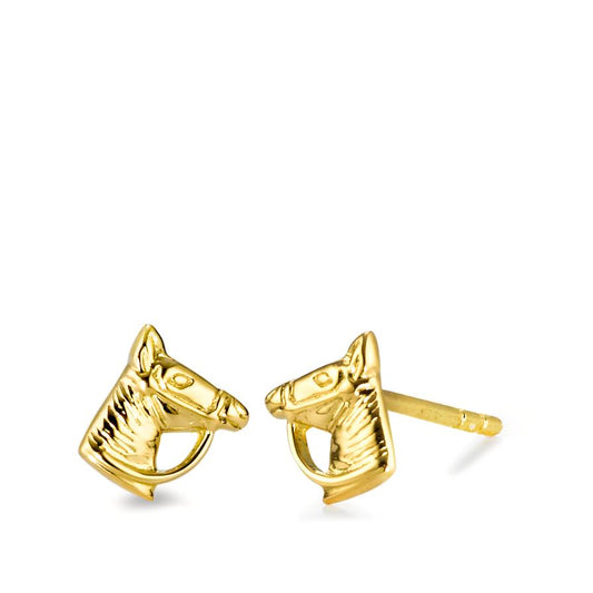 Stud earrings 9k Yellow Gold Horse Ø6.5 mm