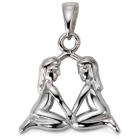 Pendant Silver Rhodium plated Zodiac Sign Gemini