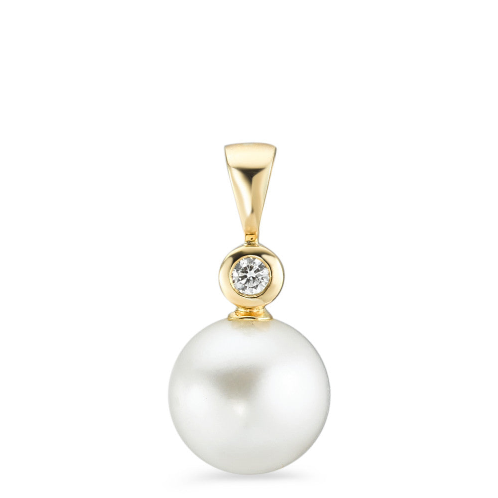 Pendant 18k Yellow Gold Diamond 0.05 ct, w-si Freshwater pearl