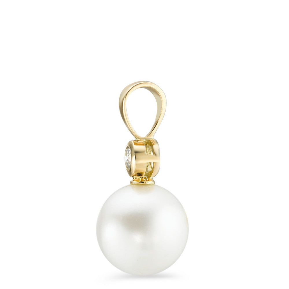 Pendant 18k Yellow Gold Diamond 0.05 ct, w-si Freshwater pearl