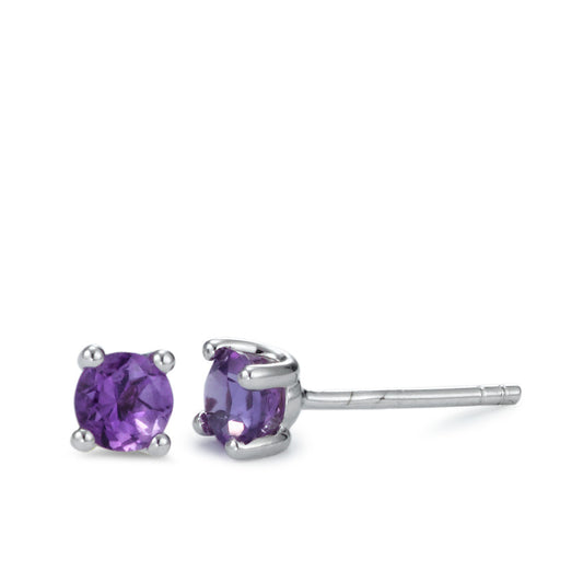 Stud earrings 18k White Gold Amethyst 0.52 ct, 2 Stones Ø4 mm