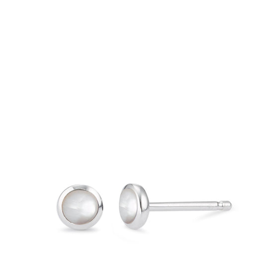 Stud earrings Silver Mother of pearl Ø4.5 mm