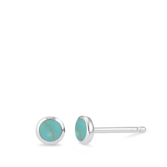 Stud earrings Silver Turquoise Ø4.5 mm