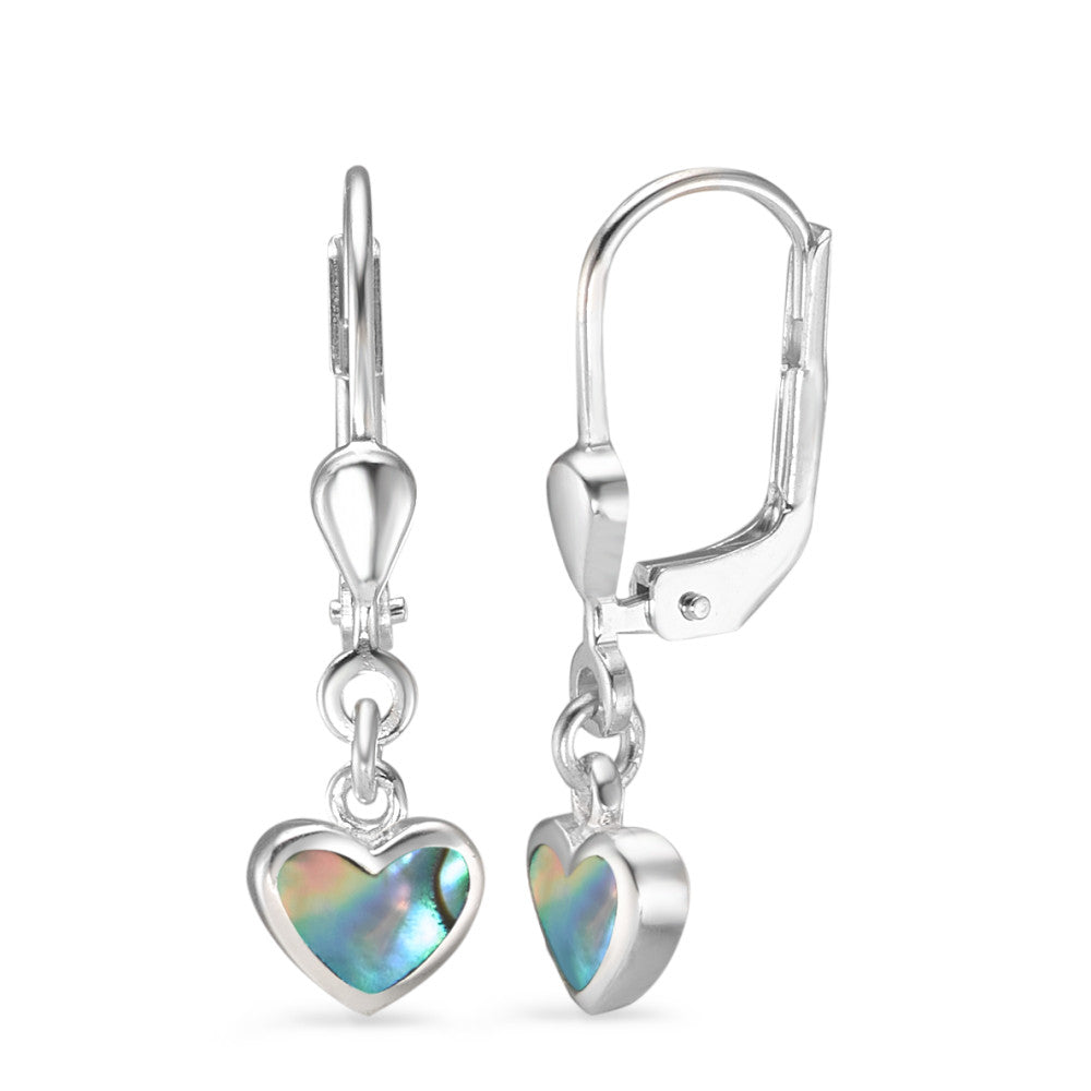 Drop Earrings Silver Abalone Rhodium plated Heart