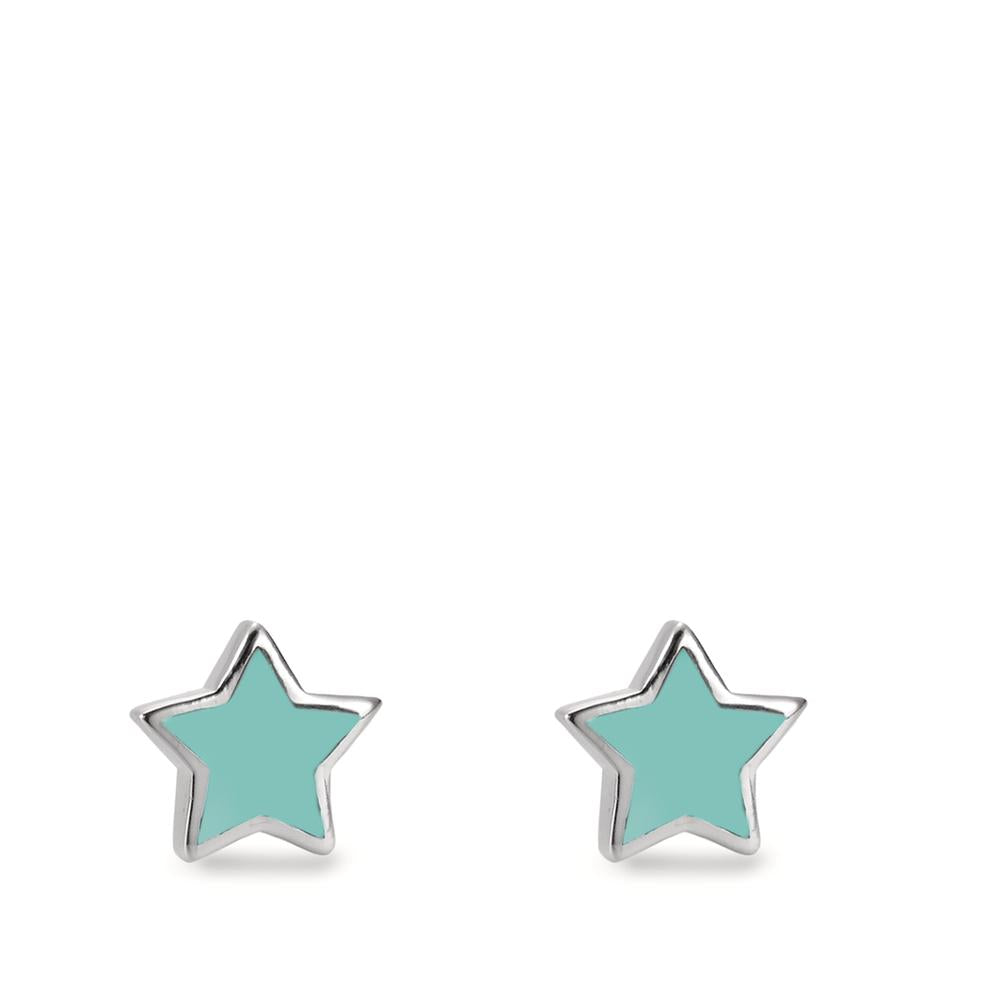 Stud earrings Silver [synth. Stein] Star Ø8 mm